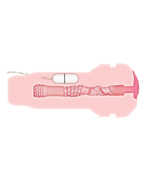 Zero Tolerance Shell Shock Masturbador Vibrador Recargable - Negro/Carne