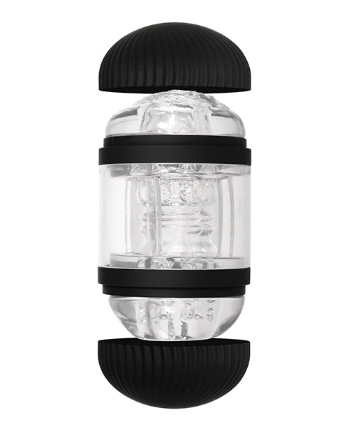 Masturbateur double tunnel Zero Tolerance - Noir/Transparent