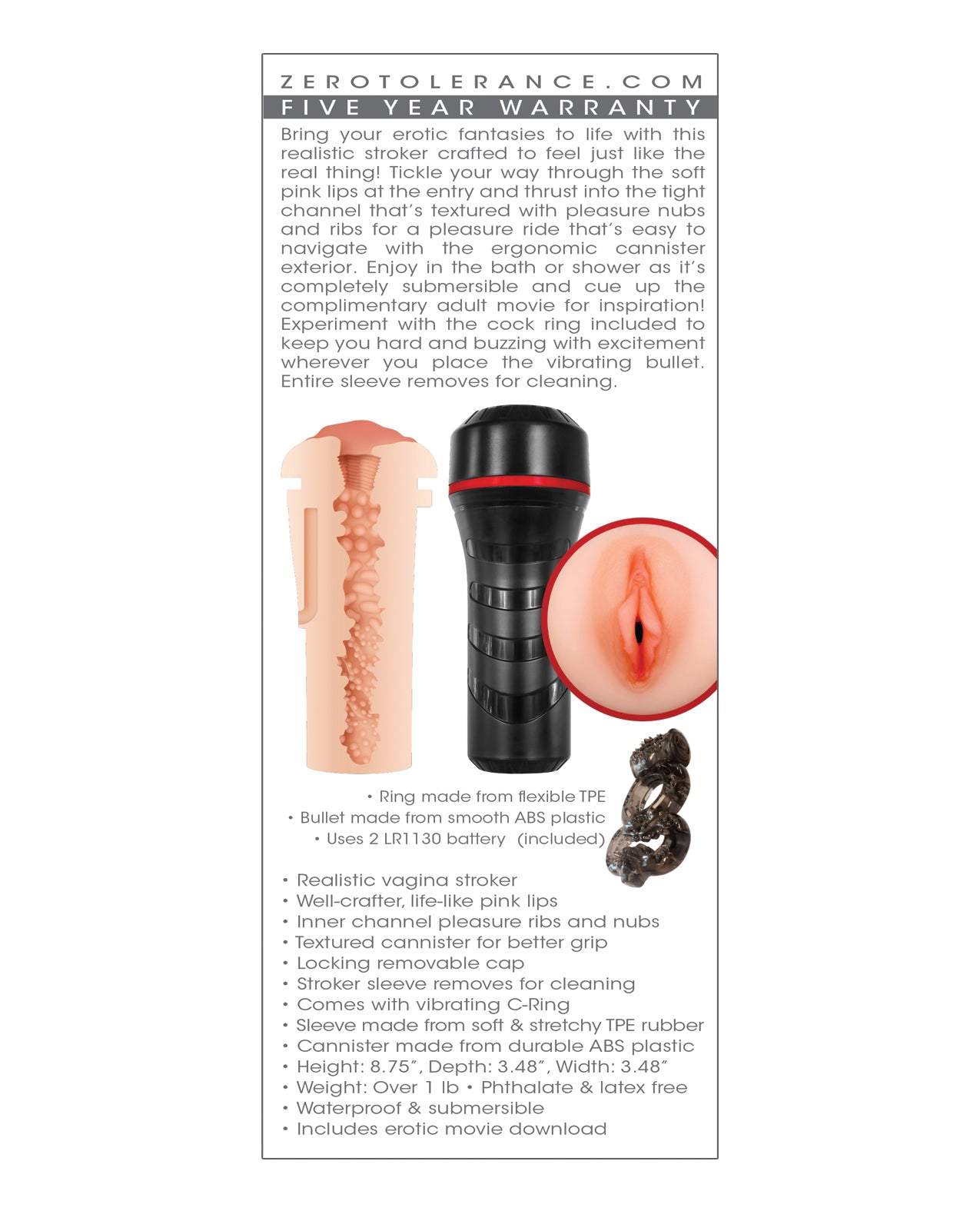 Zero Tolerance Pop On the Go Stroker - Claro