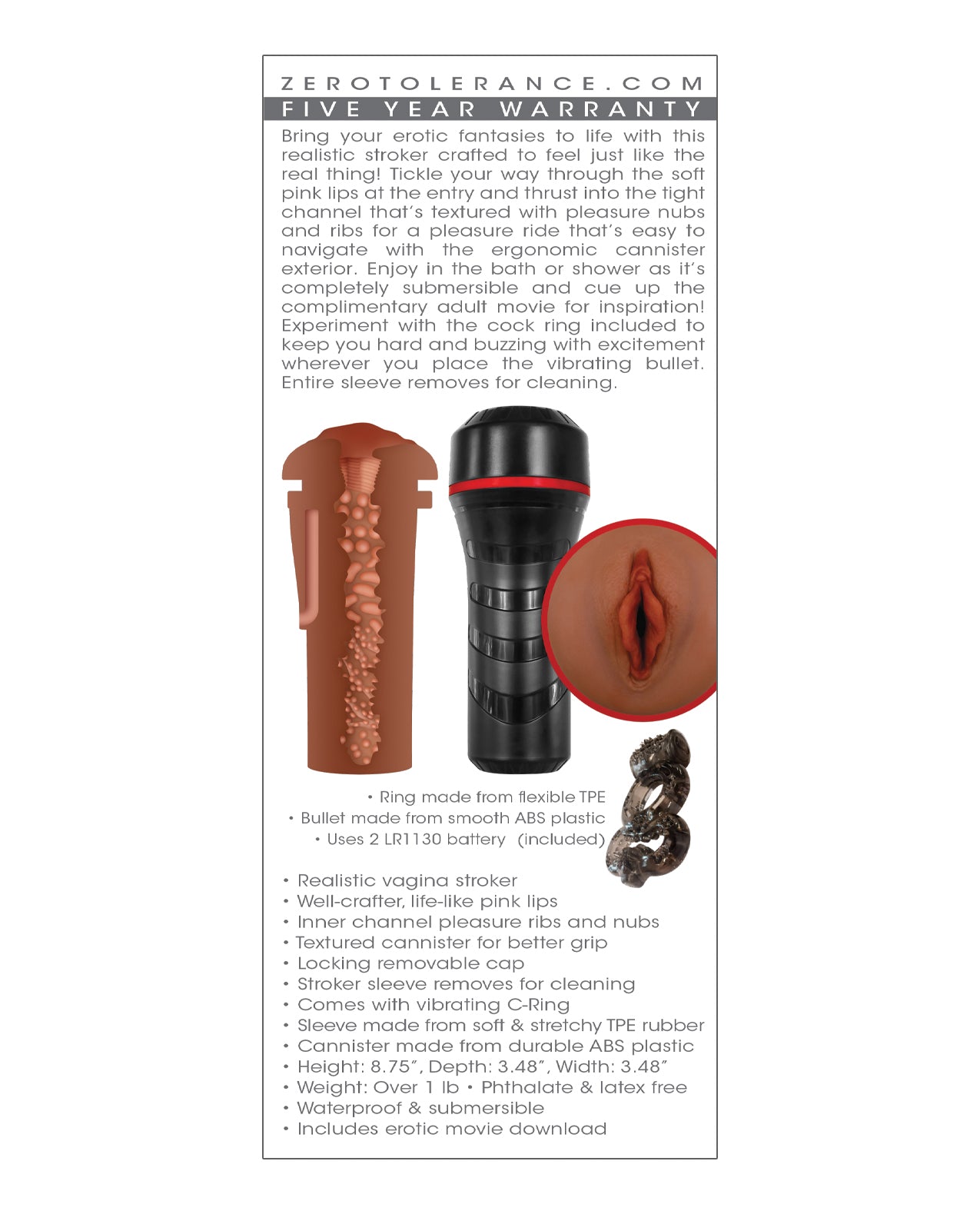 Zero Tolerance Pop On the Go Stroker - Oscuro