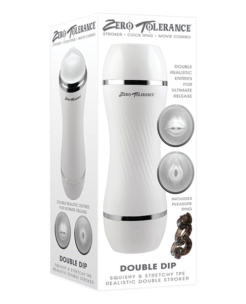 Masturbateur double entrée Zero Tolerance - Blanc