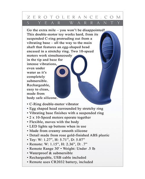 Vibrador de anillo en C Zero Tolerance Extra Mile - Azul