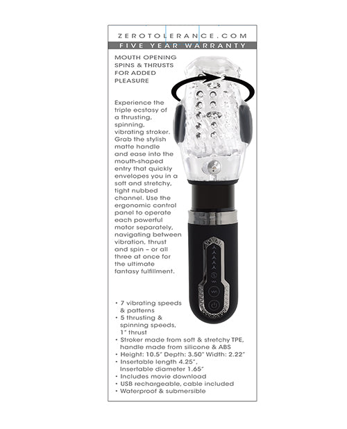 Zero Tolerance Thrill Ride Stroker Recargable - Negro/Transparente