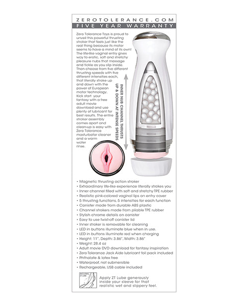 Zero Tolerance The Thrusting Stroker Recargable - Blanco