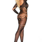 Plus Size Long Sleeve Floral Bodystocking