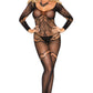 Plus Size Long Sleeve Floral Bodystocking