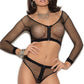 Fishnet Zipper Cami Set