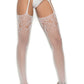 White Crochet Suspender Pantyhose