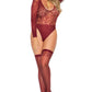 Plus Size Burgundy Swirl Teddy and Stockings
