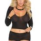 Plus Size Opaque Long Sleeve Top and Shorts