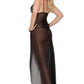 Plus Size Long Mesh and Lace Lingerie Gown