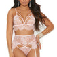 Blush Pink Eyelash Lace Bralette Set