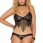 Plus Size Embroidered Lace Bralette and Panty