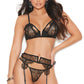 Plus Size Black Eyelash Lace Bra and Panty
