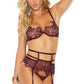 Merlot Lace Bra and Garter Set