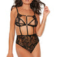 Black Eyelash Lace Strappy Teddy