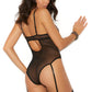 Black and Blue Embroidered Mesh Teddy