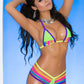 Neon Rainbow Strappy Bikini