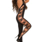 Black Opaque Bodystocking with Side Cut Outs