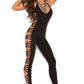 Black Opaque Bodystocking with Side Cut Outs