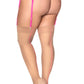 Plus Size Nude Thigh Highs with Pink Backseam