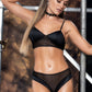Striped Mesh Soft Cup Bra and Bottom Set