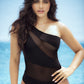 One Shoulder Mesh Stripe Monokini