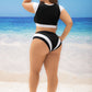 Plus Size Black and White Sporty Two Piece