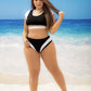 Plus Size Black and White Sporty Two Piece