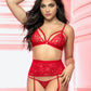 Racy Red Cage Bra and Garter Set