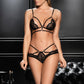 Black Strappy Lace Bra Set
