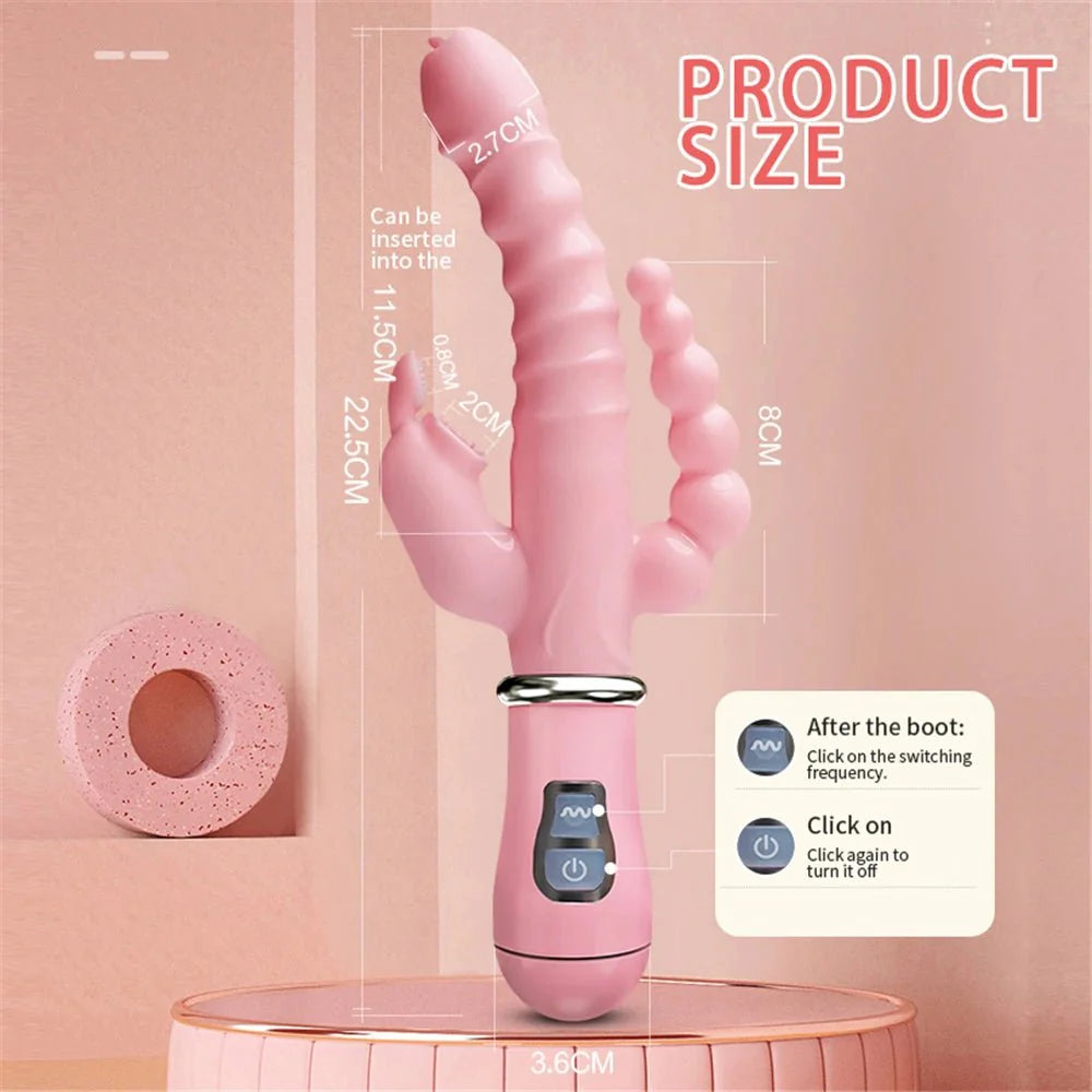 Vibrador de lengua de conejo 3 en 1 TriFusion