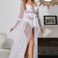Long Sleeve Mesh Gown Robe