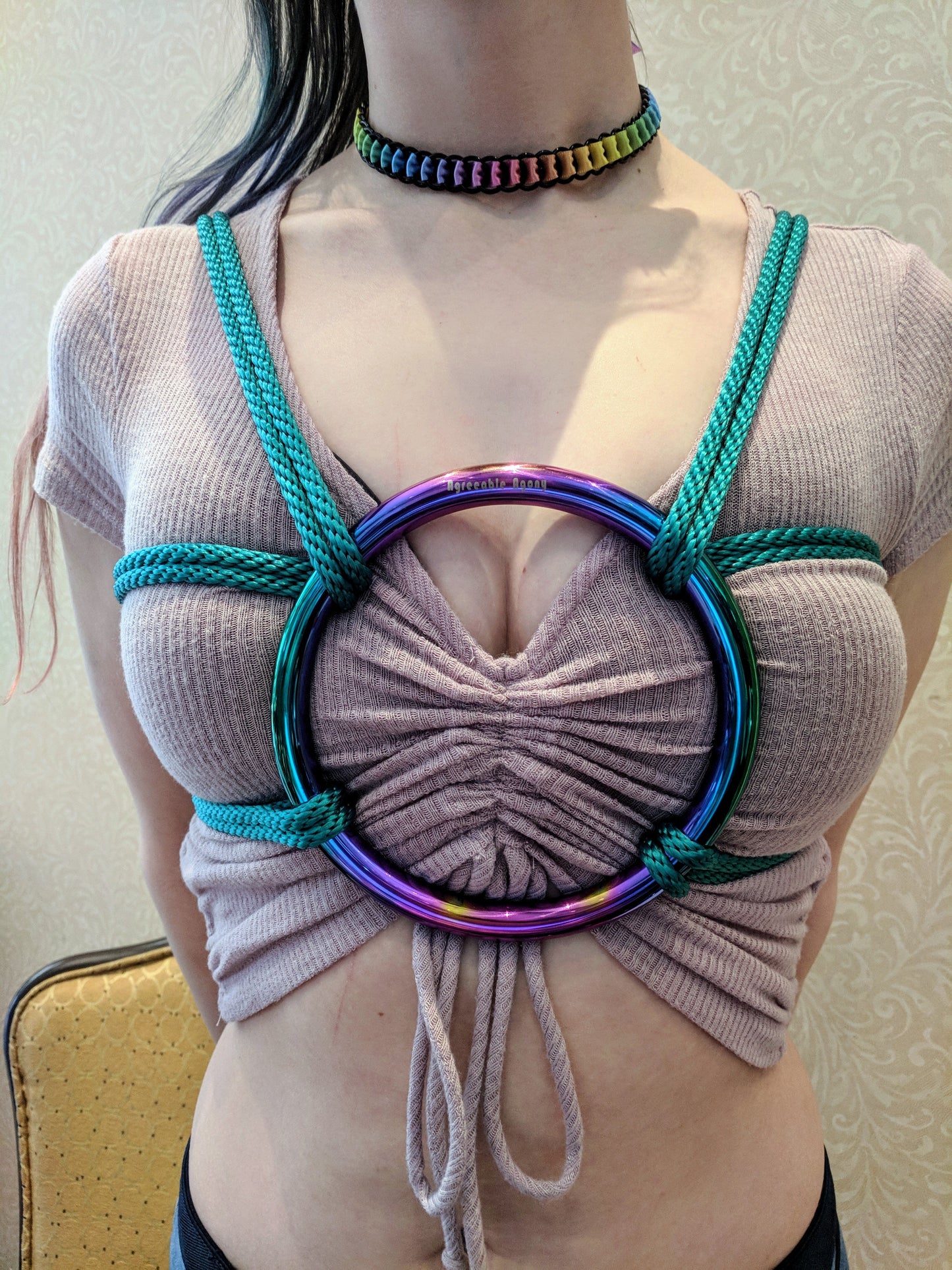 Anneaux de Shibari en Acier Inoxydable Lié au Titane Arc-en-ciel