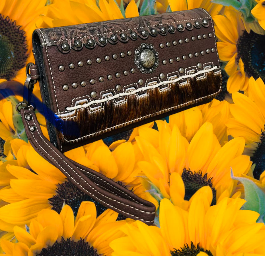 Billetera de la Colección de Piel de Vacuno con Pelo Trinity Ranch