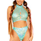 Metallic Keyhole Halter Top