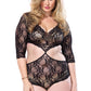 Plus Size Deep V Lace Cutout Teddy