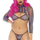 Colorful Fishnet Bikini and Crop Top Set