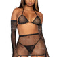 Rhinestone Fishnet Bra and Skirt Set