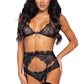 Eyelash Lace and Rhinestone Bra Set