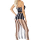 Striped Fishnet Halter Dress