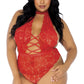 Floral Lace Crotchless Teddy