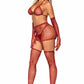 Rhinestone Fishnet Bra and Skirt Set