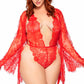Plus Size Lace Teddy and Robe Set