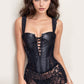 Leather and Lace Up Lingerie Corset Dress
