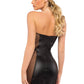 Vestido negro de satén y cuero