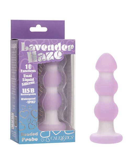 Lavender Haze Beaded Anal Plug - Lavender/White