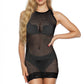 Seamless Mesh High Neck Dress