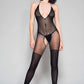 Striped Halter Neck Bodystocking