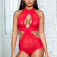 Mesh Keyhole Criss Cross Teddy